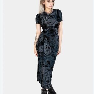 Disturbia Black Velvet Midi Dress